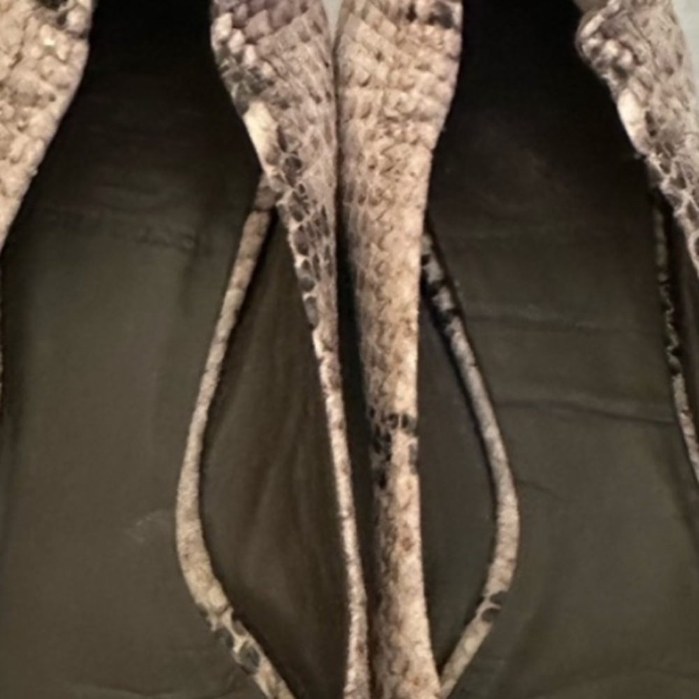 74# Tory Burch Snakeskin Flats with Gold Logo - Picture 3 of 9